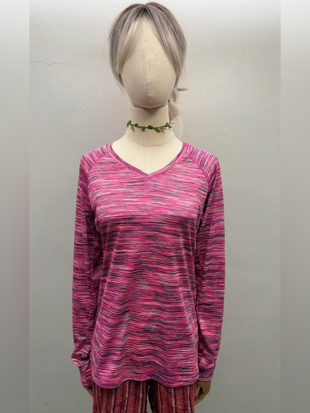RBX Performance Pink Space Dye Long Sleeve Athletic Top Size Medium